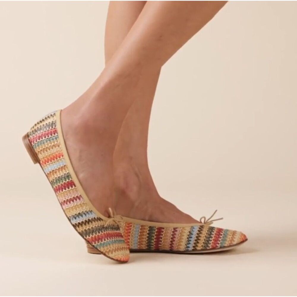 JOIE Women sz 7 Casual or Dress Multicolored Raffia Woven SCARLETR Ballet Flats